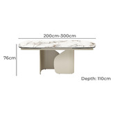Keys Road Designs Milford Extendable Ceramic &amp; Glass Dining Table