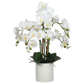 Botanic Artisan 65cm Potted Faux Large Multi-Stem White Orchid Plant