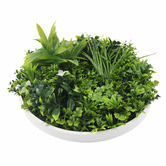 Botanic Artisan 75cm Faux Flowering Plant in White Wall Disc