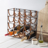 The Home Collective Orwell 16 Bottle Iron &amp; Leather Wine Rack