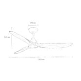 Four Seasons Spartan 132cm Teak &amp; Matte Black DC Smart Ceiling Fan with Remote Control