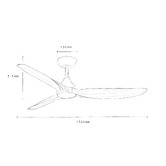Four Seasons Spartan 132cm Teak &amp; Matte Black DC Smart Ceiling Fan with LED Light