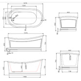 Belbagno Ritz 1676mm Acrylic Freestanding Bath
