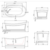 Belbagno Ritz 1676mm Acrylic Freestanding Bath
