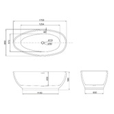 Belbagno Aveo 1700mm Acrylic Freestanding Bath
