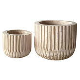 Hub Living 2 Piece Wade Paulownia Wood Plant Pot Set