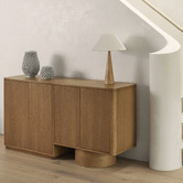 The Home Collective Hastings Rubberwood &amp; Linen Table Lamp