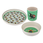 Maxwell &amp; Williams 3 Piece Green Pete Cromer Garden Party Kids Melamine Dinner Set