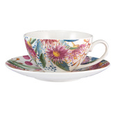 Maxwell &amp; Williams Royal Botanic Gardens Eucalyptus Bloom 200ml Porcelain Coupe Cups &amp; Saucers