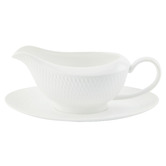 Maxwell &amp; Williams 2 Piece White Basics Diamonds 480ml Gravy Boat &amp; Saucer Set