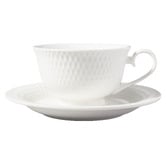 Maxwell &amp; Williams White Basics Diamonds 200ml Porcelain Footed Cups &amp; Saucers