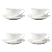 Maxwell &amp; Williams White Basics Diamonds 200ml Porcelain Footed Cups &amp; Saucers