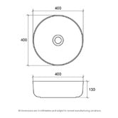 Eight Quarters Essence 400mm Round Ceramic Above Counter Basin