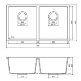 Eight Quarters Grange 780mm Double Granite Kitchen Sink