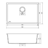 Eight Quarters Grange 680mm Single Granite Kitchen Sink