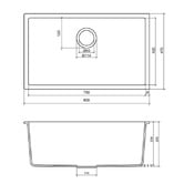 Eight Quarters Grange 800mm Single Granite Kitchen Sink