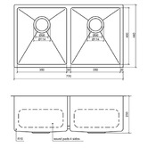 Eight Quarters Henley 770mm Double Stainless Steel Kitchen Sink