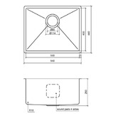 Eight Quarters Henley 540mm Single Stainless Steel Kitchen Sink