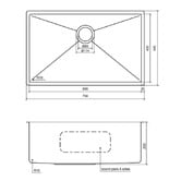Eight Quarters Henley 700mm Single Stainless Steel Kitchen Sink