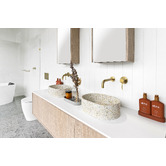 Eight Quarters 400mm Oval Terrazzo Above Counter Basin With 32mm Waste