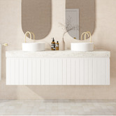 Marquis Chelsea 1500mm Matte White Wall Hung Double Vanity with Stone Countertop