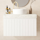 Marquis Chelsea 750mm Matte White Wall Hung Single Vanity with Stone Countertop