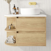 Marquis Avion 750mm Wall Hung Single Vanity with Solid Surface Countertop