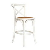 Lila Interiors 65cm Cross Back Oak Wood &amp; Rattan Counter Stool