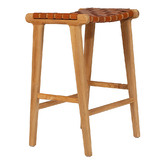Lila Interiors 65cm Pasadena Woven Leather Saddle Stool