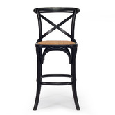 Lila Interiors 65cm Cross Back Oak Wood &amp; Rattan Counter Stool