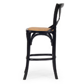Lila Interiors 65cm Cross Back Oak Wood &amp; Rattan Counter Stool