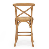 Lila Interiors 65cm Cross Back Oak Wood &amp; Rattan Counter Stool