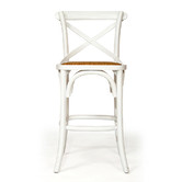 Lila Interiors 65cm Cross Back Oak Wood &amp; Rattan Counter Stool