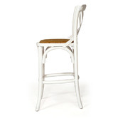 Lila Interiors 65cm Cross Back Oak Wood &amp; Rattan Counter Stool