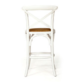 Lila Interiors 65cm Cross Back Oak Wood &amp; Rattan Counter Stool