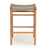 Lila Interiors 65cm Zen Backless Teak Wood Outdoor Barstool