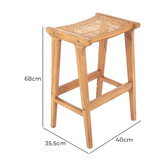 ZZZtime Mattresses 68cm August Rattan &amp; Teak Wood Counter Stool