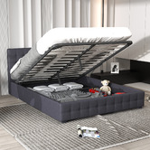 Chiswick Living Charcoal Delphi Gas Lift Storage Bed