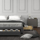 Chiswick Living Grey Palermo Bed Base with Drawers | Temple & Webster