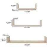 Capeview Interiors 3 Piece Oslo Wall Mounted Shelf Set