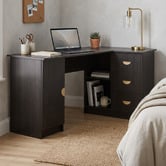 Capeview Interiors Michelin L-Shaped Desk with Half Moon Handles