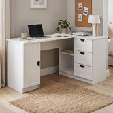 Capeview Interiors Bekston L-Shaped Desk with Half Moon Handles