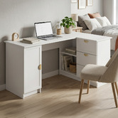 Capeview Interiors Bekston L-Shaped Desk with Half Moon Handles