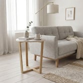 Capeview Interiors Kiri Travertine &amp; Rubberwood Side Table