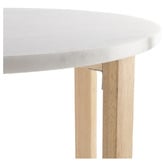 Capeview Interiors White Kiri Marble &amp; Rubberwood Side Table