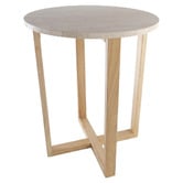 Capeview Interiors Kiri Travertine &amp; Rubberwood Side Table