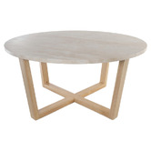 Capeview Interiors Kiri Travertine &amp; Rubberwood Coffee Table