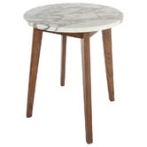Capeview Interiors Kumi Calacatta Marble &amp; Rubberwood Side Table