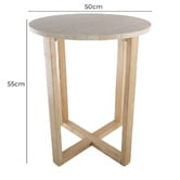 Capeview Interiors Kiri Travertine &amp; Rubberwood Side Table