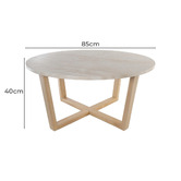 Capeview Interiors Kiri Travertine &amp; Rubberwood Coffee Table